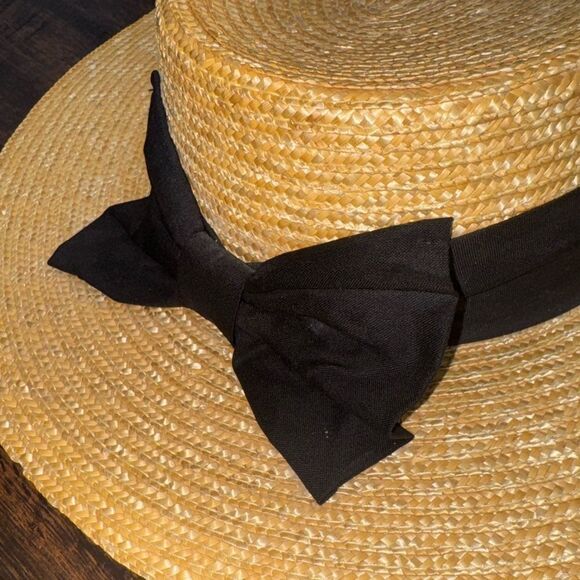 Scala Stylish Straw Boater Hat with Black Ribbon main image 5